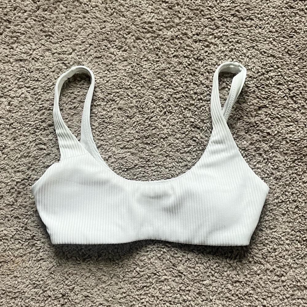 Express White Ribbed Bikini Top